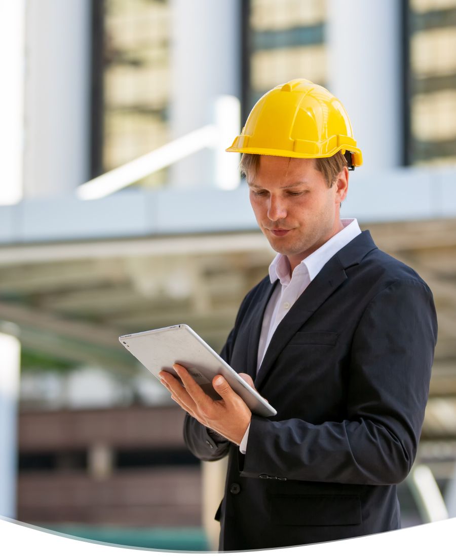 businessman in hard hat