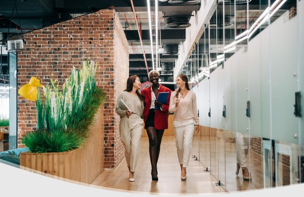 business women walking together