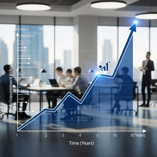 A graph with an upward trend line illustrating professional growth and achievement.